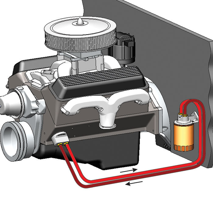 Derale Oil Filter Relocation Kit, Spin-On Adapter, 1/2 in NPT Inlet/Outlet, With Adapter/1/2 in Hose/O-Ring/Clamp/Fittings - 15748