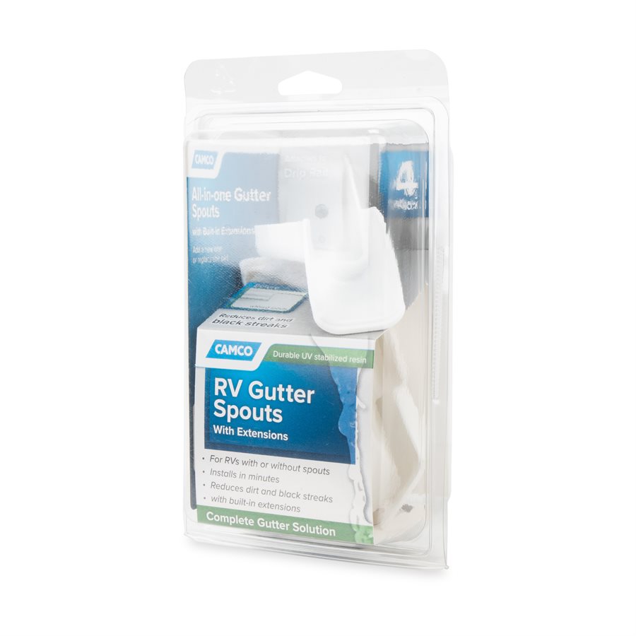 Camco Drip Rail Gutter Spout, White, Set of 4 - 42134