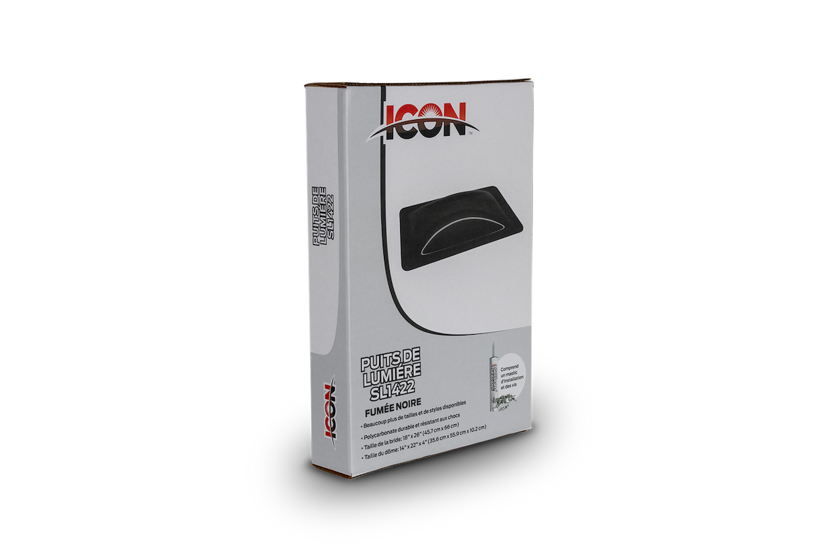 Icon Skylight, 4 in High Bubble Type Dome, For 22 in Length x 14 in Width Opening, 26 in Length x 18 in Width Flange - 12555