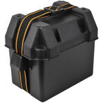 Attwood Marine Battery Box, For Use With U1 Series Batteries, Black, With 40 in Length Battery Hold-Down Strap - 9082-1