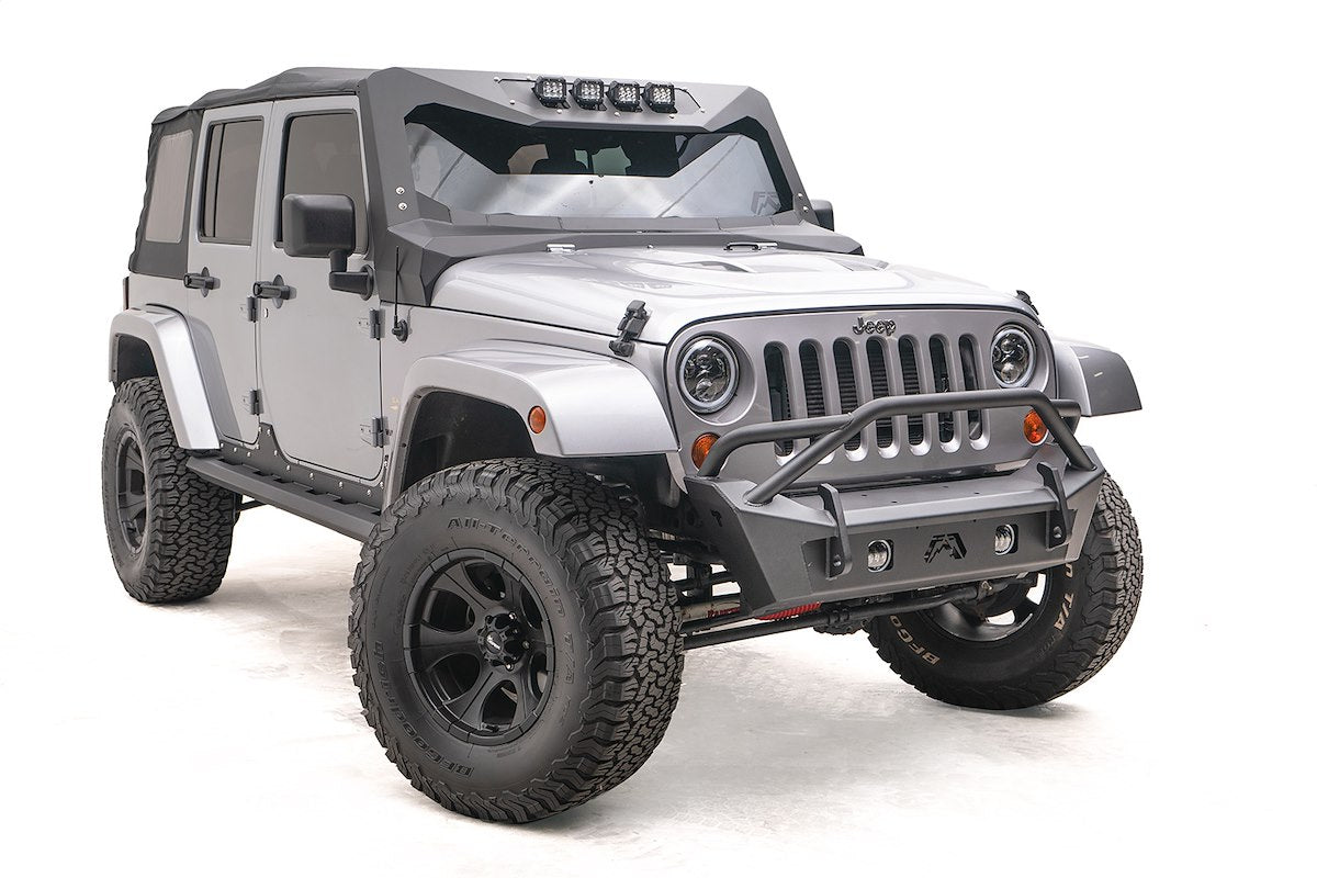 Fab Fours Bumper, Stubby Series, Black Powder Coated 3/16 in Plate Steel - JK07-B1952-1