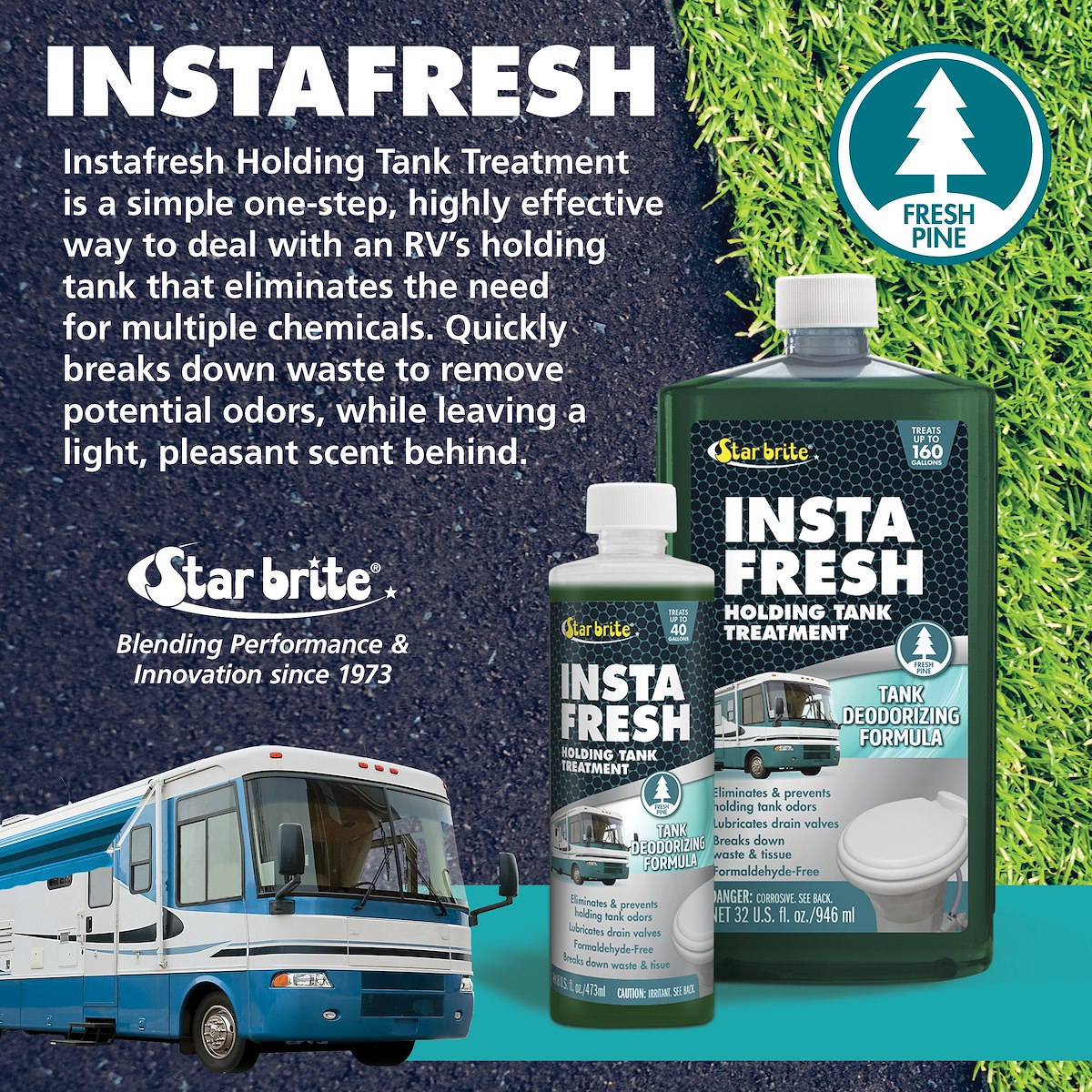 Star Brite Waste Holding Tank Treatment, Treats 160 gal Holding Tank, 32 oz Bottle - 072832