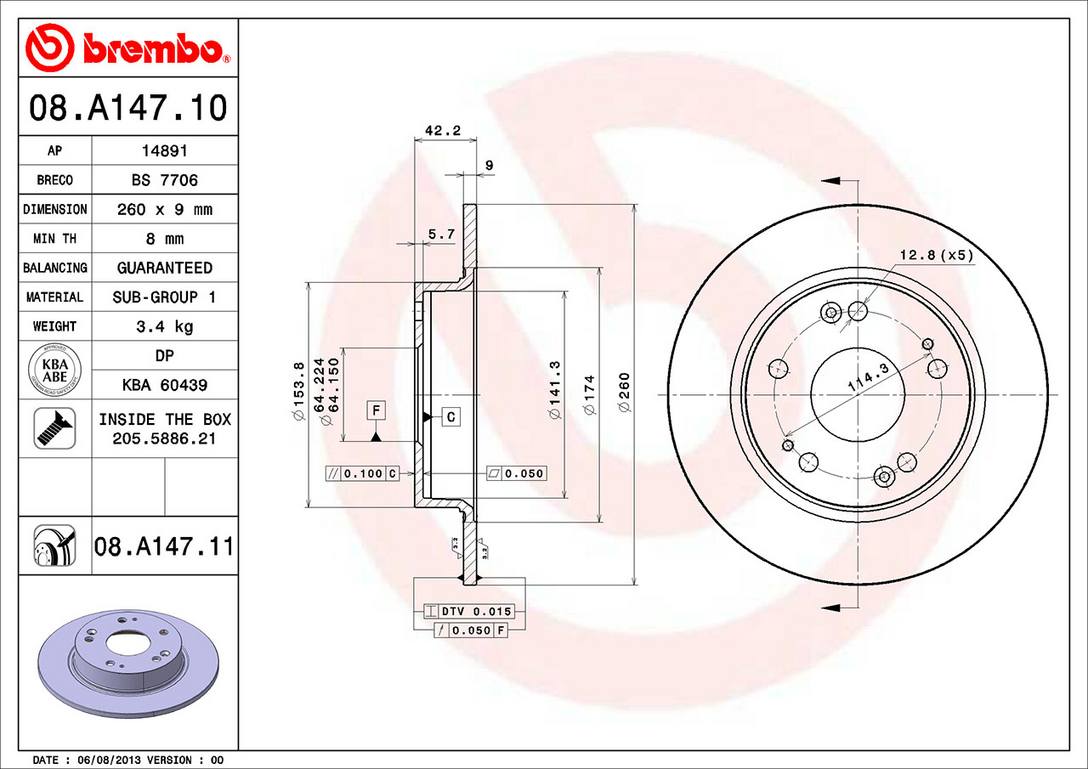 Brembo Brake Rotors 08A14711C02 product image 3
