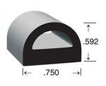 Clean Seal Multi Purpose Weather Stripping, 50 ft Length x 3/4 in Width x 0.592 in Thickness, Black - 125H2-50