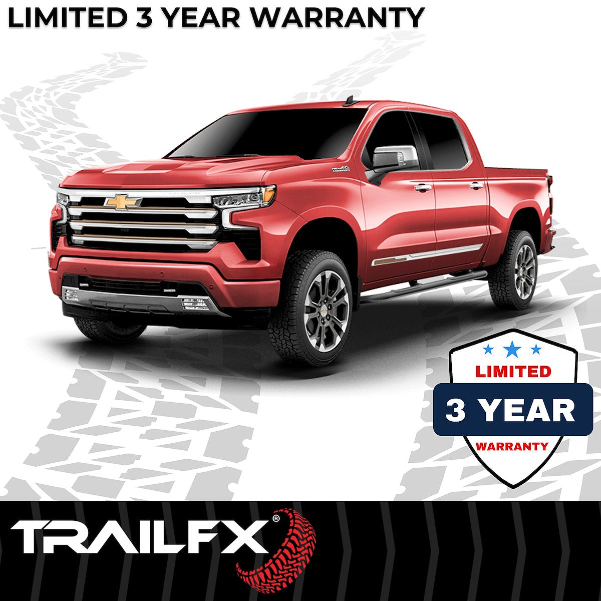 TrailFX Nerf Bar, 3 in Round Bent, Black, Steel - A0030B