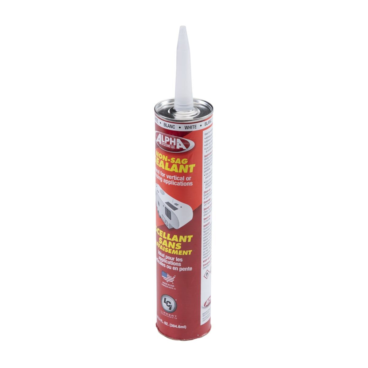 Lippert Caulk Sealant, 1010 Low VOC/Alpha Systems N101001TLCI, White, 10.3 oz Cartridge - 862157