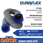 Duraflex Sewer Hose, 20 ft Extended Length, 76 in Compressed Length, 3 in Hose Diameter - 22004