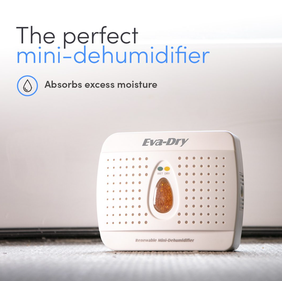 Eva-Dry Dehumidifier, 6-1/4 in Width x 4-3/4 in Height x 1-1/4 in Depth, 4 To 6 oz Moisture Removal Capacity - E-333