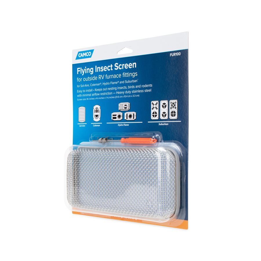 Camco Bug Screen - RV Appliance, 7-1/2 in Length x 4-1/8 in Width x 1-5/16 in Depth, Stainless Steel, Model FUR100 - 42140