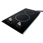 Magic Chef Stove, Black, 12 in Width x 2 in Height x 21-1/2 in Depth, 2 Burner - MCSCTE12BG2