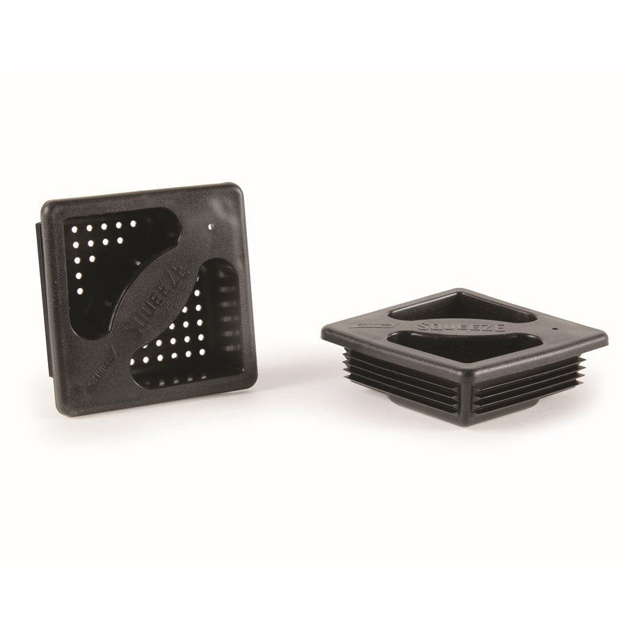 Camco Sewer Hose Storage Carrier Cap, Use With 4 in Square Sewer Hose Bumper, Black, Package of 2 - 40325