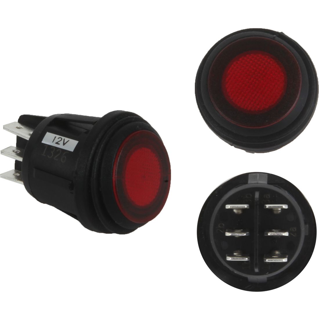 Rigid Industries Multi Purpose Switch, 12 V, 3/4 in Round, Red - 40181