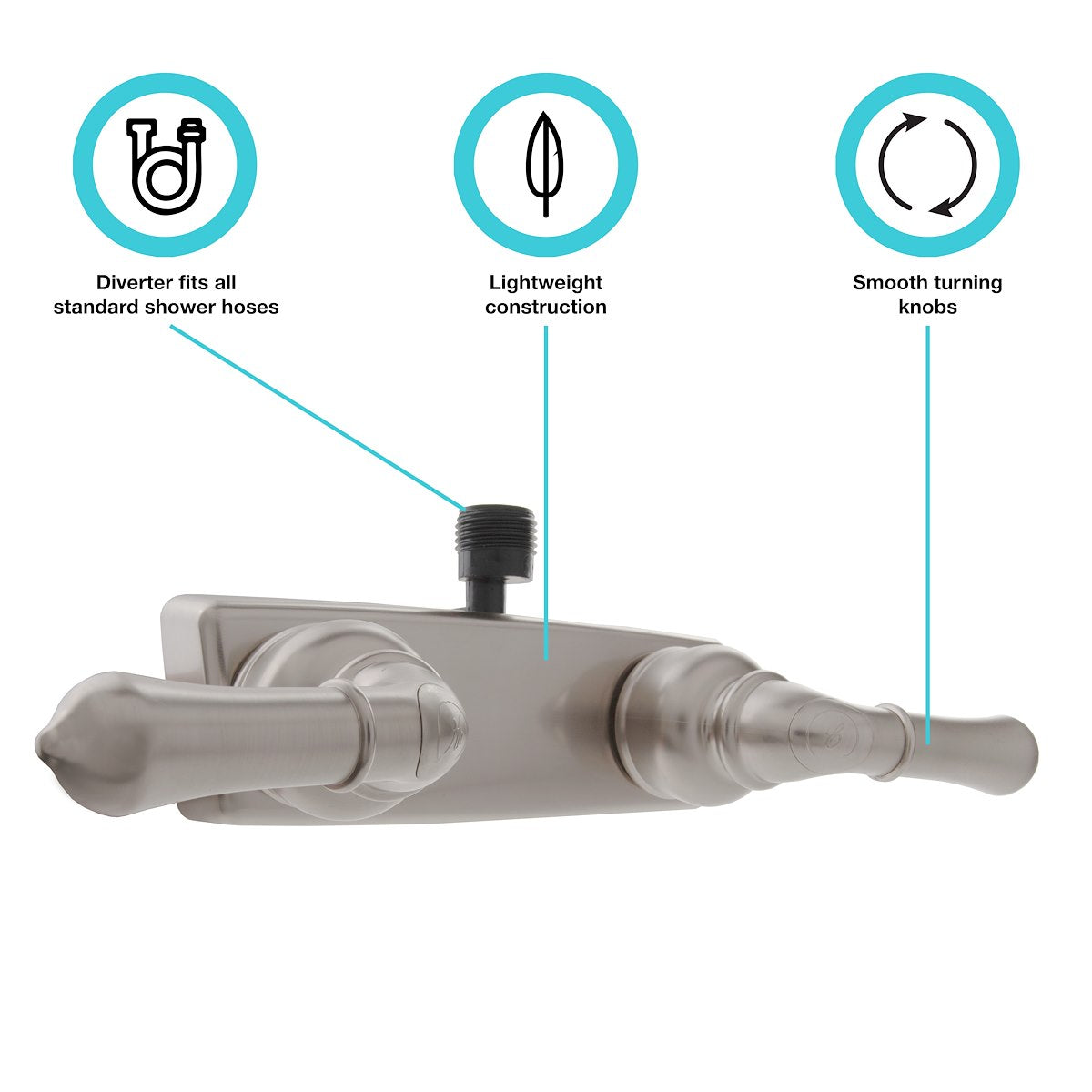 Dura Faucet Shower Control Valve, Classical Series, 2 Valve, 4 in Center Distance - DF-SA100C-SN