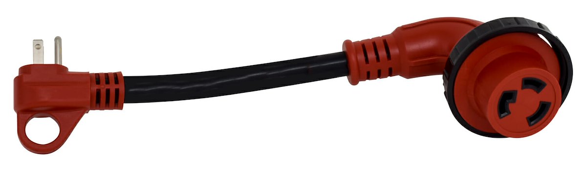 Valterra Power Cord Adapter, 15 amp Male To 30 amp Female, 15 amp, 90 degree Female Locking Connectors - A10-1530D90