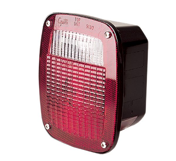 Grote Industries Tail Light Assembly, Incandescent, Red Lens, Black Housing - 53782