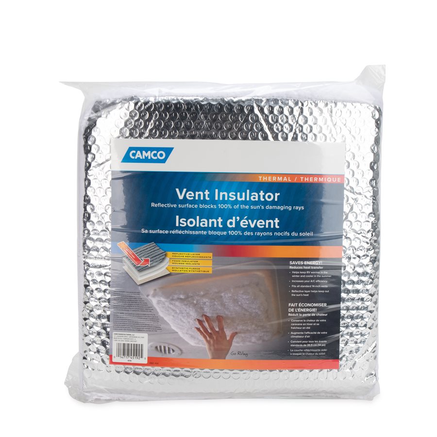 Camco Roof Vent Insulation, For 14 in x 14 in Vents, 3 in Foam With Reflective Backing - 45192