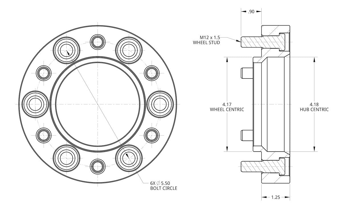 Spidertrax Wheel Spacer, 6 x 139.7 Millimeter/6 x 5.50 in Bolt Pattern, 31.75 Millimeter/1.25 in Thickness, Anodized Black, Set Of 2 - WHS007K