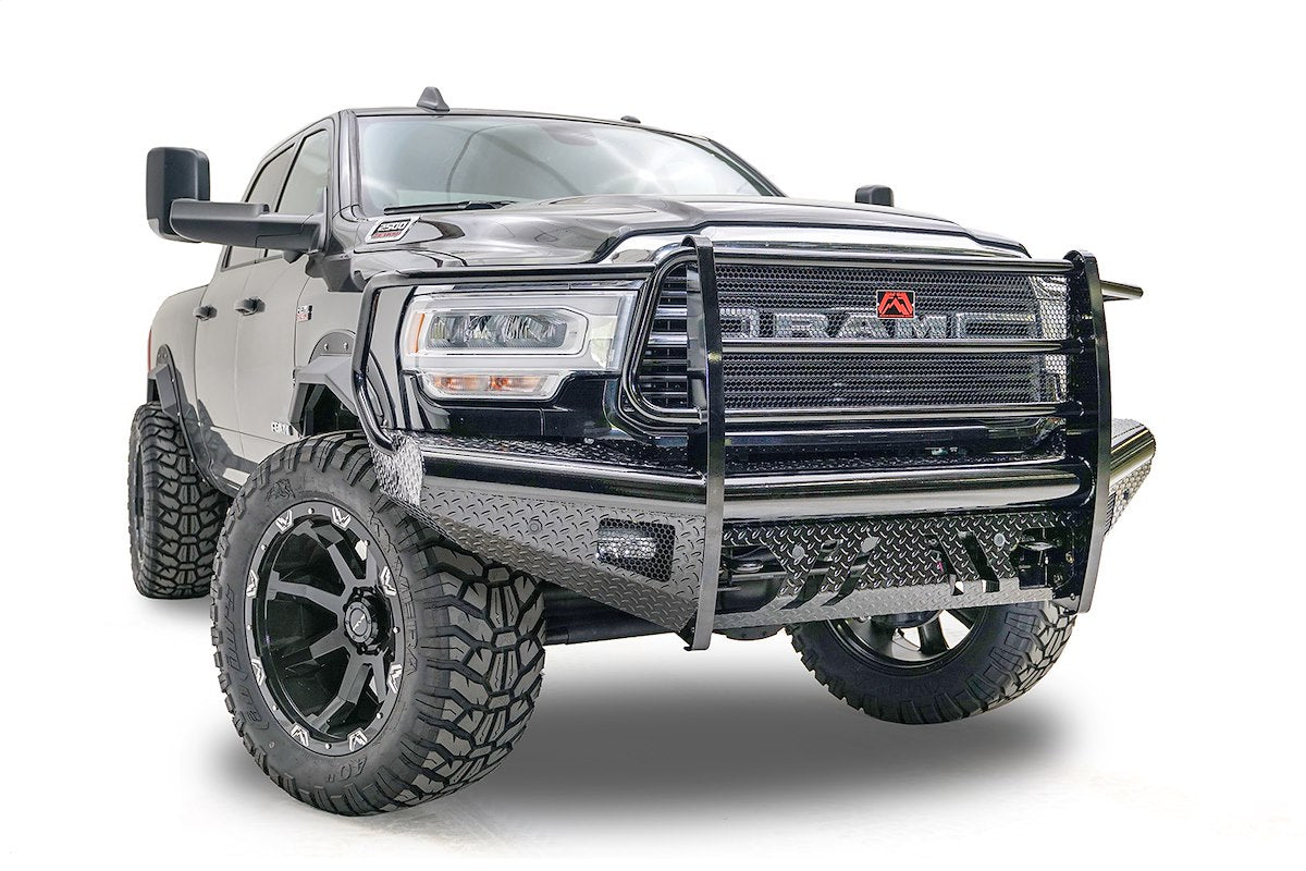 Fab Fours Bumper, Black Steel, Powder Coated Glossy Black 14 Gauge Steel Tread - DR19-S4460-1