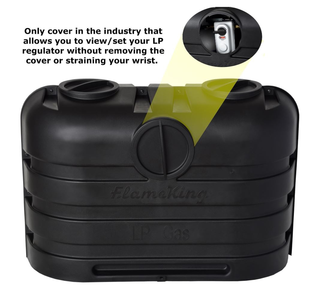 Flame King Propane Tank Cover, For Dual 20 lb Cylinder, Black, 29 in Width x 19-1/2 in Height x 14 in Depth - YSN-PCC-RV20