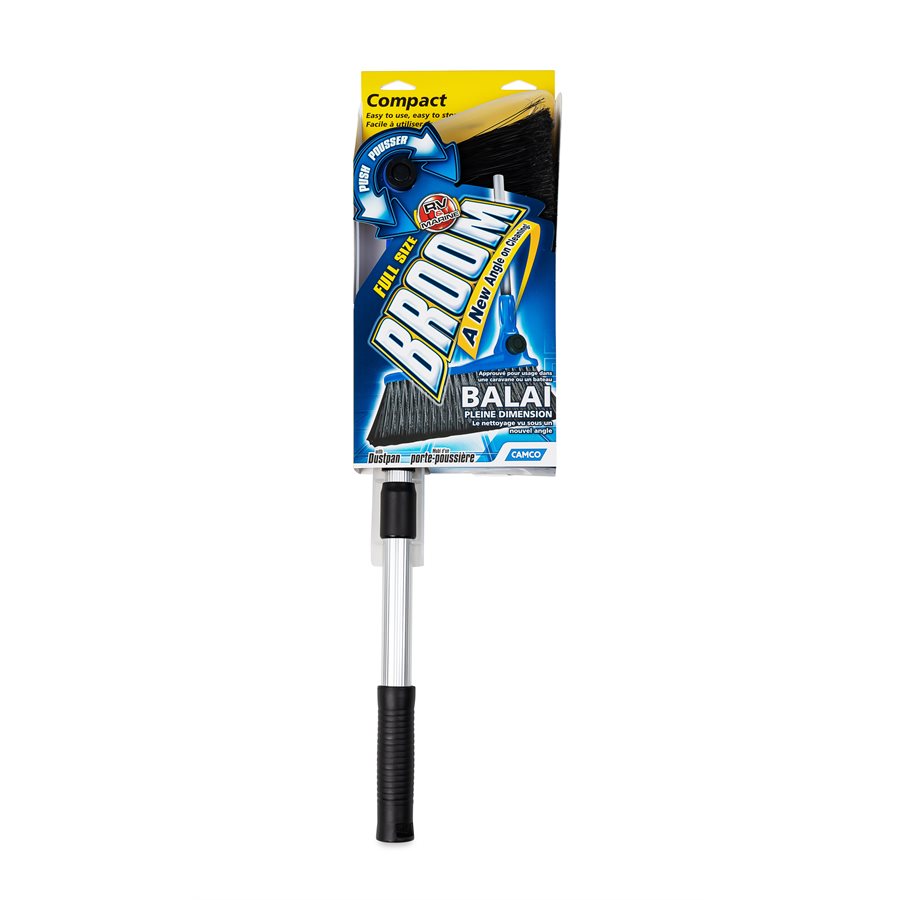 Camco Broom, Telescoping 24 in to 52 in Length Handle, Soft Bristled Head, Aluminum Handle - 43623