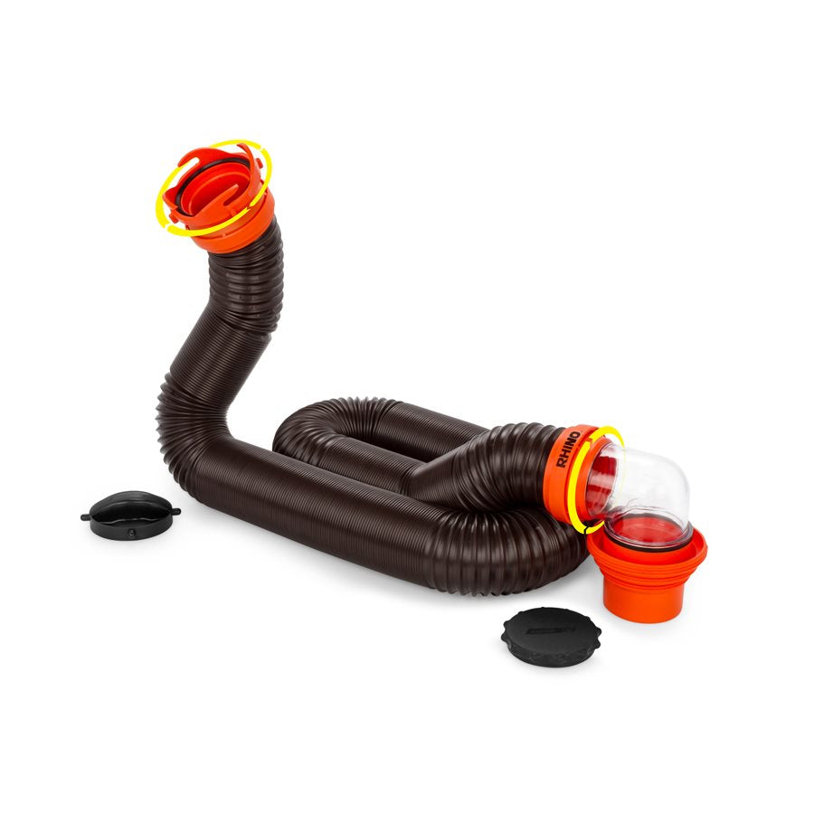 Camco Sewer Hose, 15 ft Extended Length, 3 in Diameter, 23 Mil Polyolefin Reinforced With Steel Wire - 39761