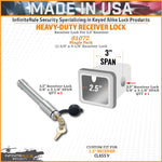 InfiniteRule Trailer Hitch Pin, For Use With Class III/IV/V 2 in/2-1/2 in Receiver, 5/8 in Diameter, 3-1/8 in Length Span Receiver Lock - 61072-S