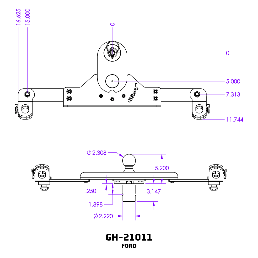 GEN-Y Hitch Gooseneck Trailer Hitch Ball, GoosePuck GEN 2, 5 in Offset, 25000 lb Capacity - GH-21011