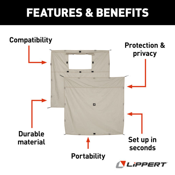 Lippert Portable Canopy Panel, For Lippert 12 ft x 12 ft Pop-Up Gazebo, 69 in Height x 70 in Width - 2021123290