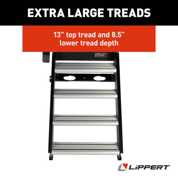 Lippert Entry Step, Solid Step  4.0, 4 Manual Fold-Up Steps, 30 in Width x 8-1/2 in Depth - 2024057001