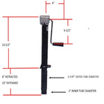 BAL RV Trailer Tongue Jack, 2000 lb Capacity, 14 in, 8 in Retracted x 22 in Extended - 29025B