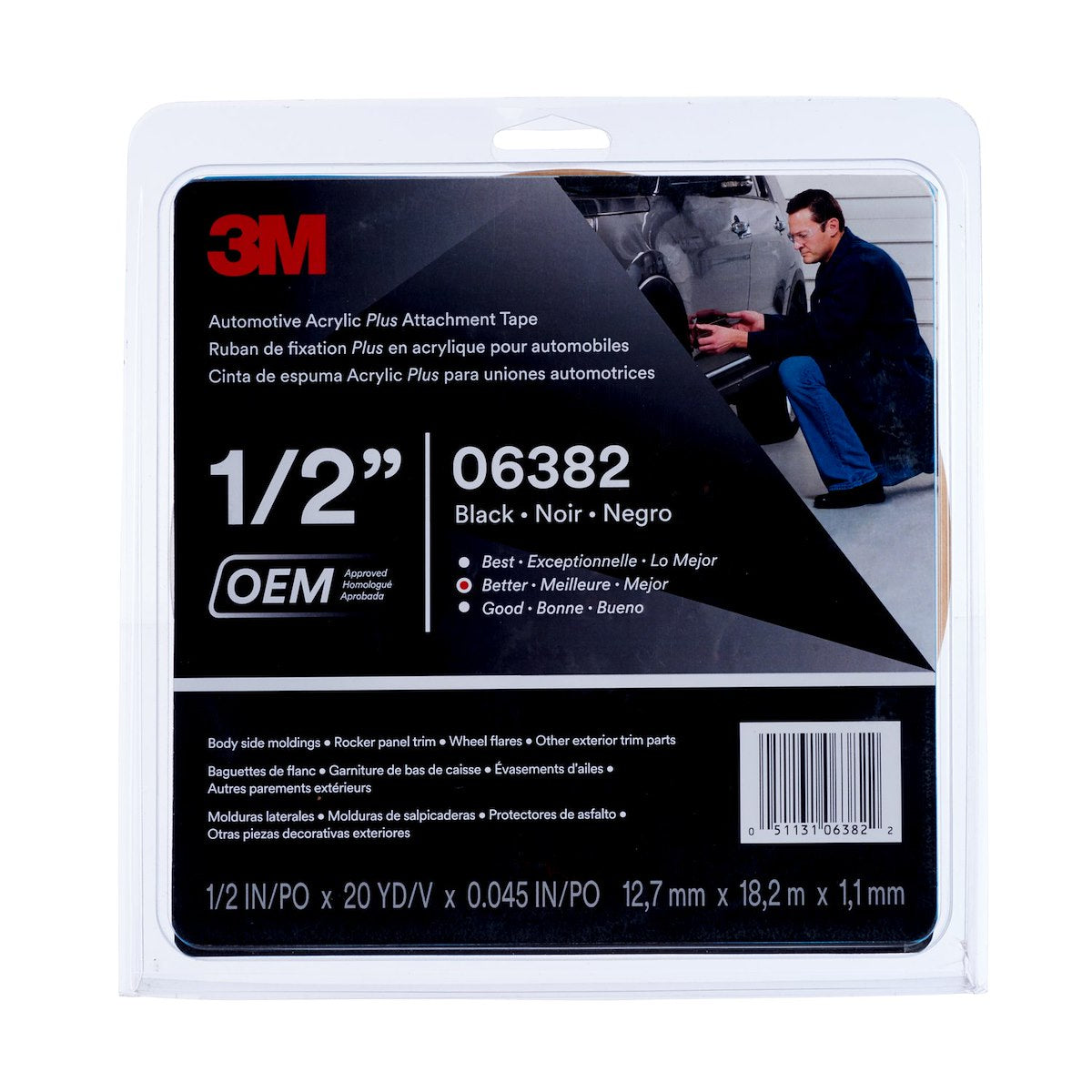 3M Multi Purpose Tape, 1/2 in X 60 ft, Black - 06382