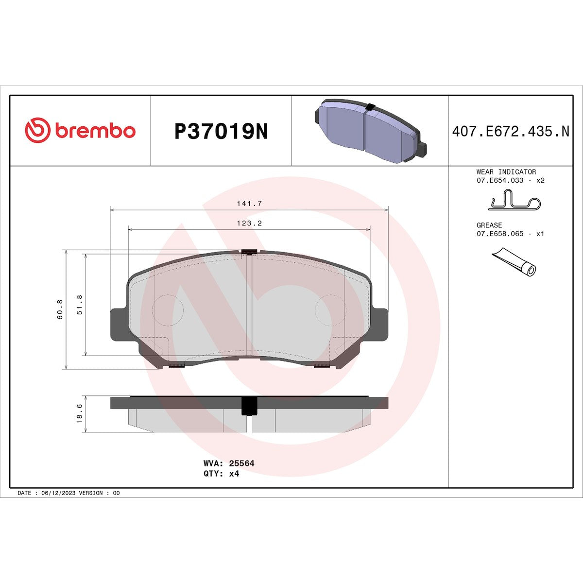 Brembo Brake Pads P37019N product image 5