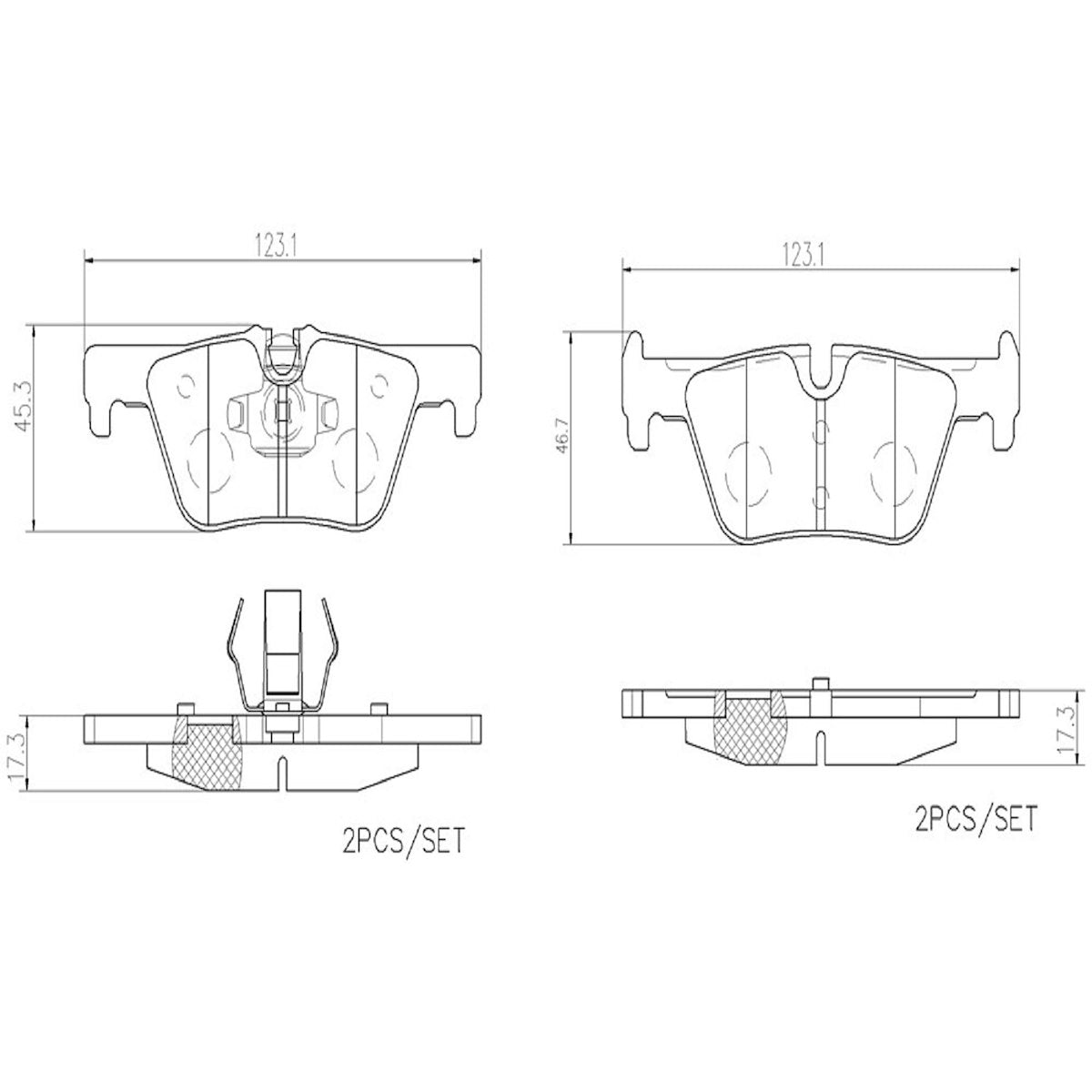 Brembo Brake Pad, FMSI Number D1613-8826, Ceramic, Set Of 4 - P06071N