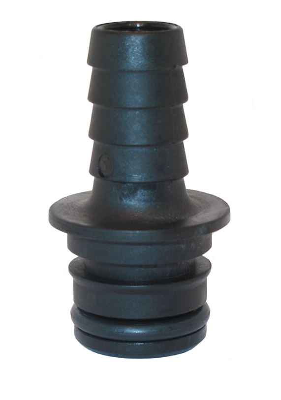 Flojet Fresh Water Fitting, Quick Connect Quad With EPDM O-Ring x 1/2 in Hose Barb, Black - 20381002