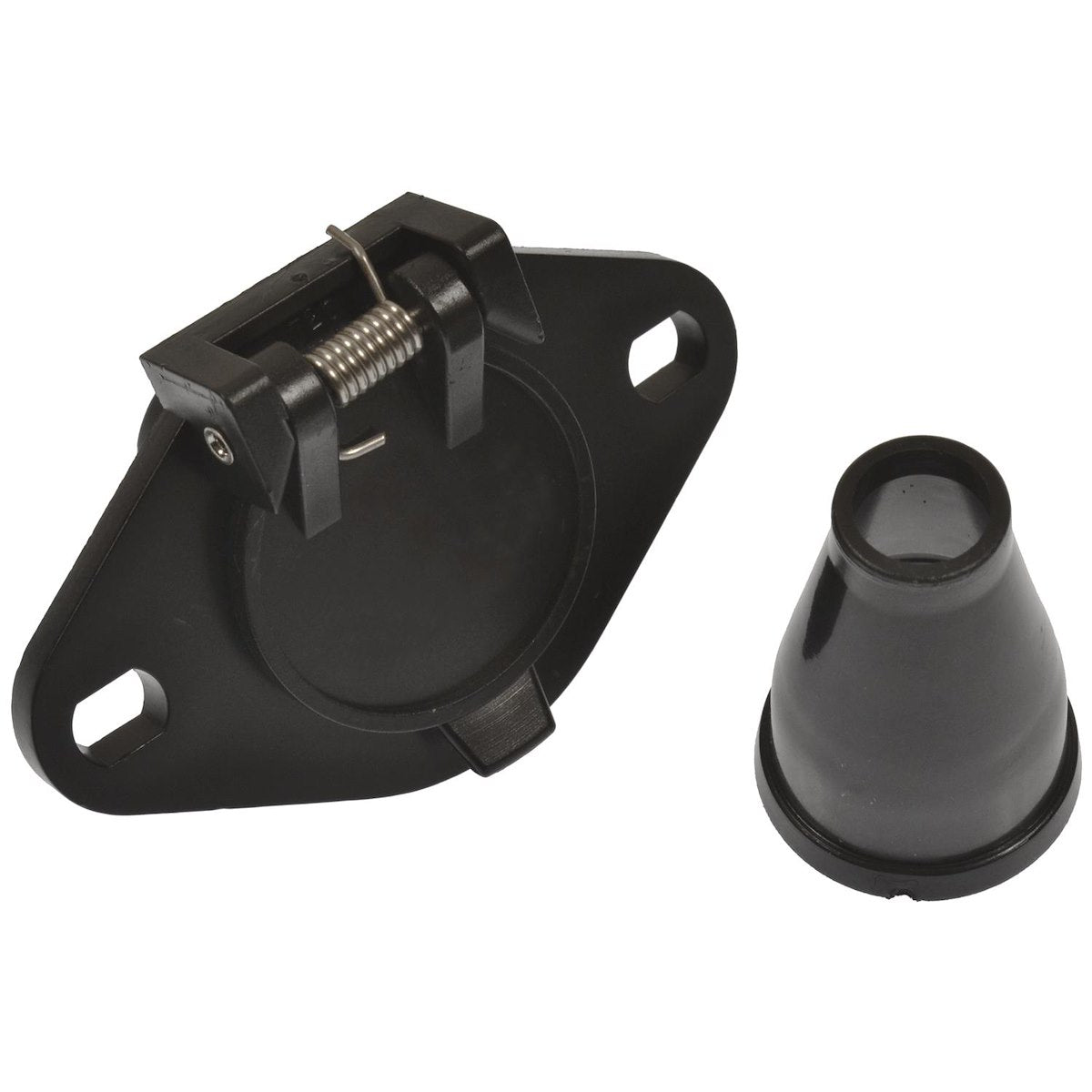 Pollak Trailer Wiring Connector, 6 Way Round Socket, Black - 6P-103V