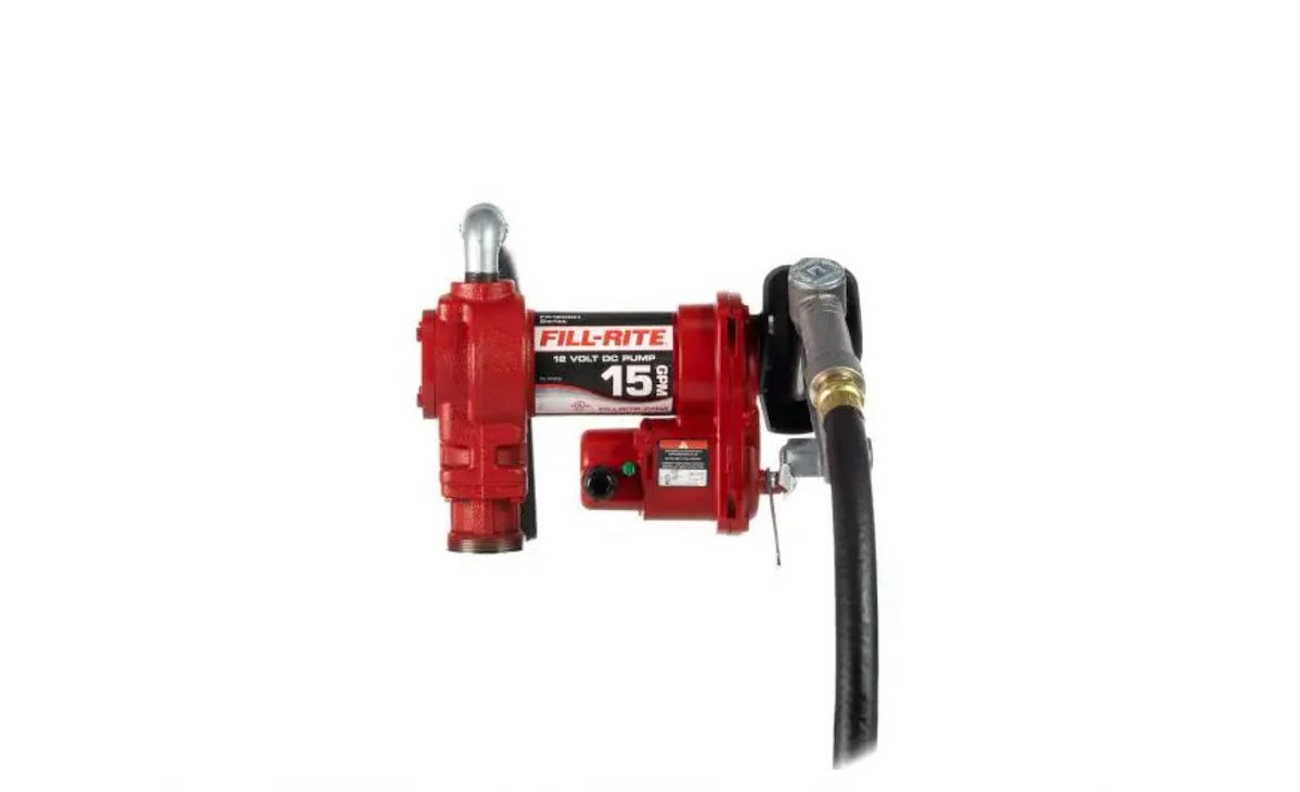 Fill-Rite Liquid Transfer Tank Pump, Diesel/Gasoline/Kerosene/E15 And Biodiesel Up To B20, 12 V DC, Up To 15 gal Per Minute - FR1210H