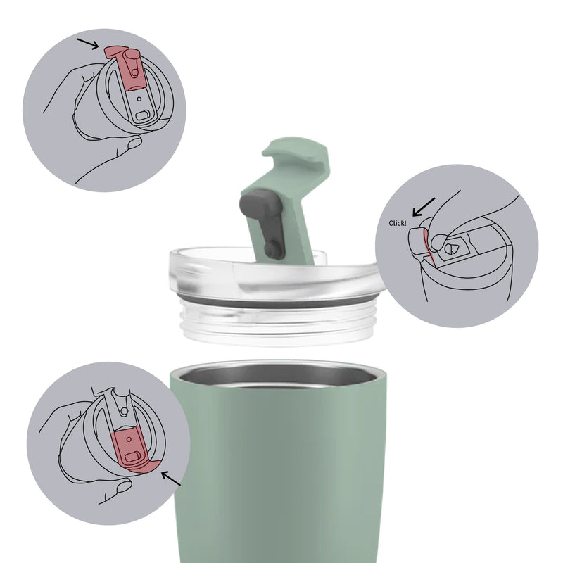 Silwy Magnetic Travel Mug, 12 oz Capacity, Stainless Steel, 3.3 in Diameter x 5.6 in Height - SYFL-TC-SA