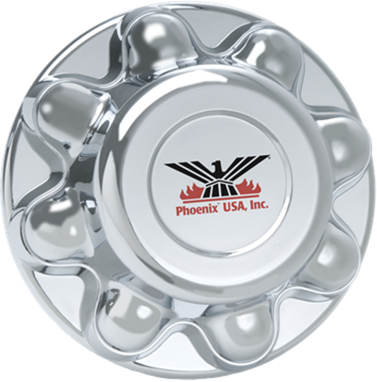 Phoenix USA Wheel Center Cap, Fits 8 Lug Wheels, 6-1/2 in Diameter, Chrome Plated - QT865CHN