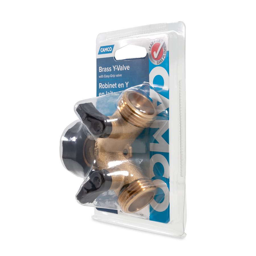 Camco Fresh Water Fill Hose Shut Off Valve, Brass, Complies With CA and VT Regulations For Brass Content - 20123
