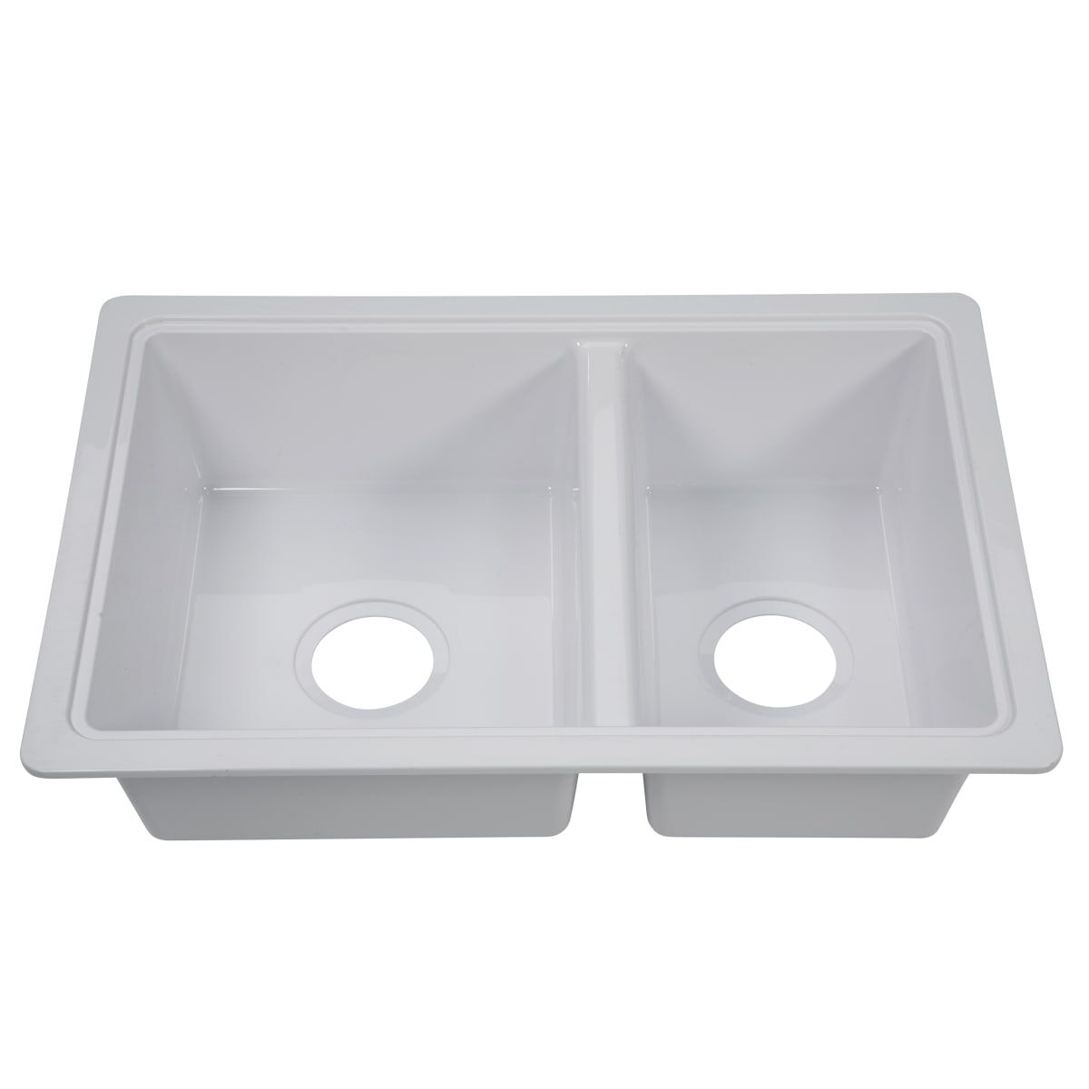 Lippert Sink, Double Kitchen Sink For 25 in x 17 in Basin, 23.94 in x 16.44 in Opening, White - 809030