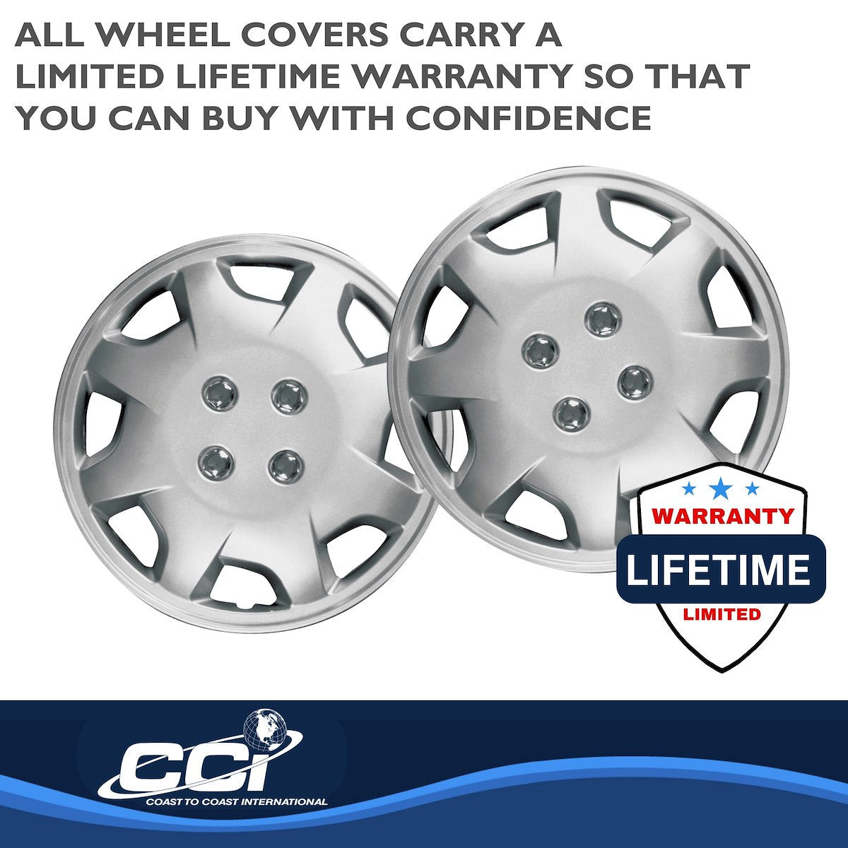 Coast2Coast Wheel Cover, 15 in, 8 Spoke, Spring Steel Clip, Set Of 4 - IWC12415S