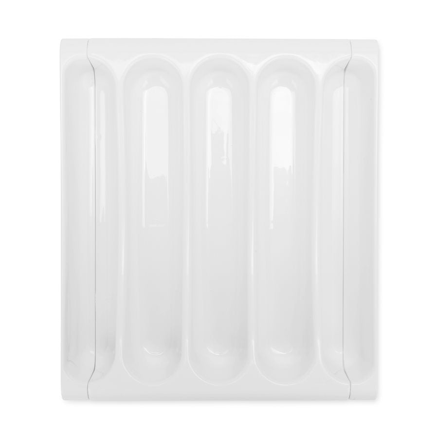 Camco Cutlery Tray, Adjustable From 9 in To 13 in Width x 1-3/4 in Height, With 5 Compartments, White - 43503