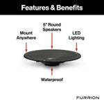 Furrion Speaker, 2-Way Outdoor Marine Woofer, 6 in Diameter x 2-1/8 in Depth Overall Dimension, 5 in Diameter Woofer Dimension - FMS5B