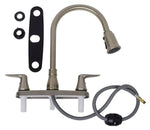 Phoenix Products Faucet, 59 in Length Pull Down Spout, 2 Brushed Nickel Lever Handles, 3 Hole Application - PF221404