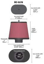 K&N Air Filter, Red, Oval Tapered, 3.688 in Flange Inside Diameter x 1 in Flange Length - RC-5178