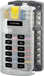 Blue Sea Fuse Block, 32 V DC, 100 amp Per Block/30 amp Per Circuit, With 12 Circuits/Negative Bus/Protective Cover - 5026-BSS