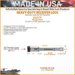InfiniteRule Trailer Hitch Pin, For Use With 3 in Receiver, 5/8 in Diameter, 3-5/8 in Length Span Receiver Lock - 61073-S