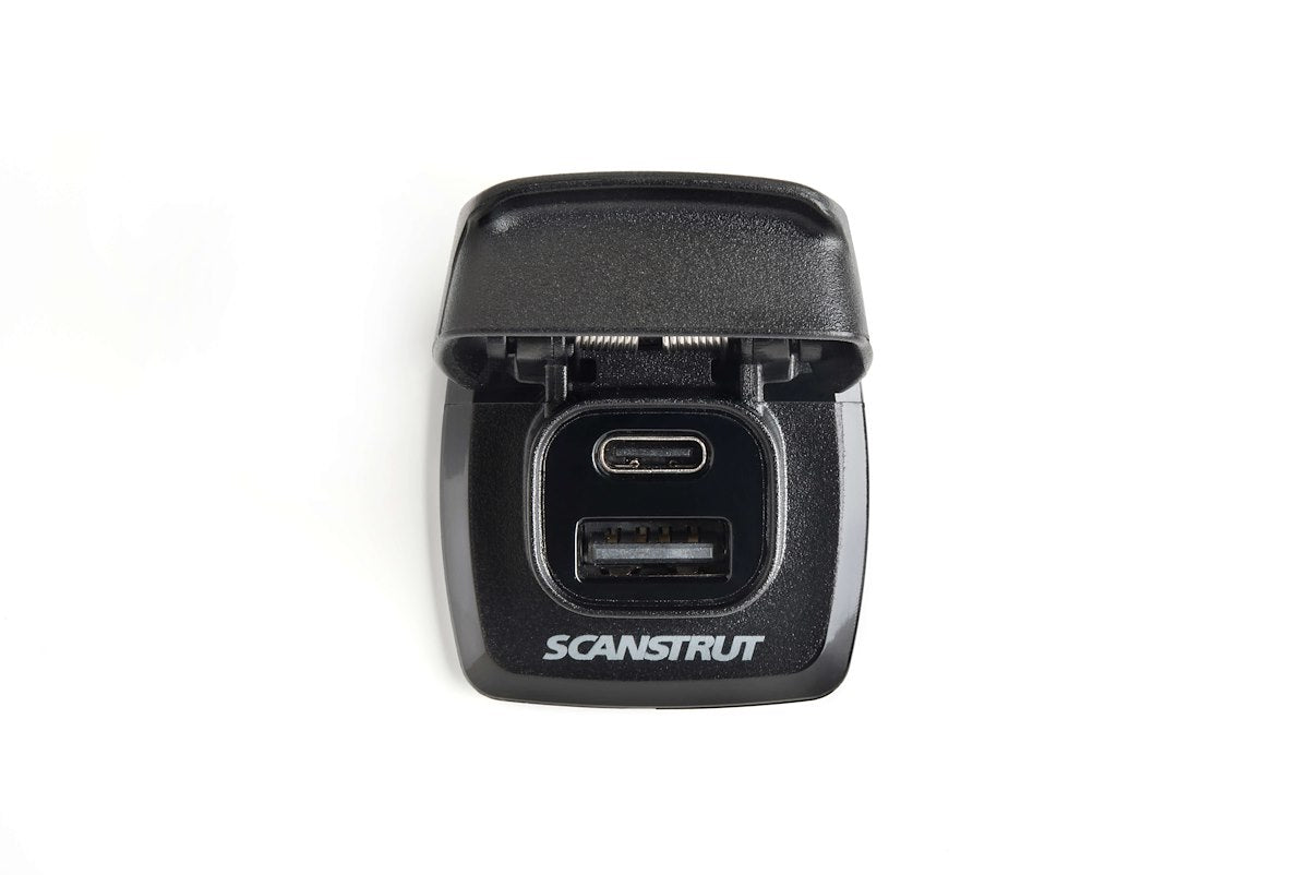 Scanstrut USB Outlet, 1 USB-A/1 USB-C Fast Charge Socket, 10 To 32 V DC Input Voltage(12/24 V System), 6 Ampere Input Current - SC-USB-F1