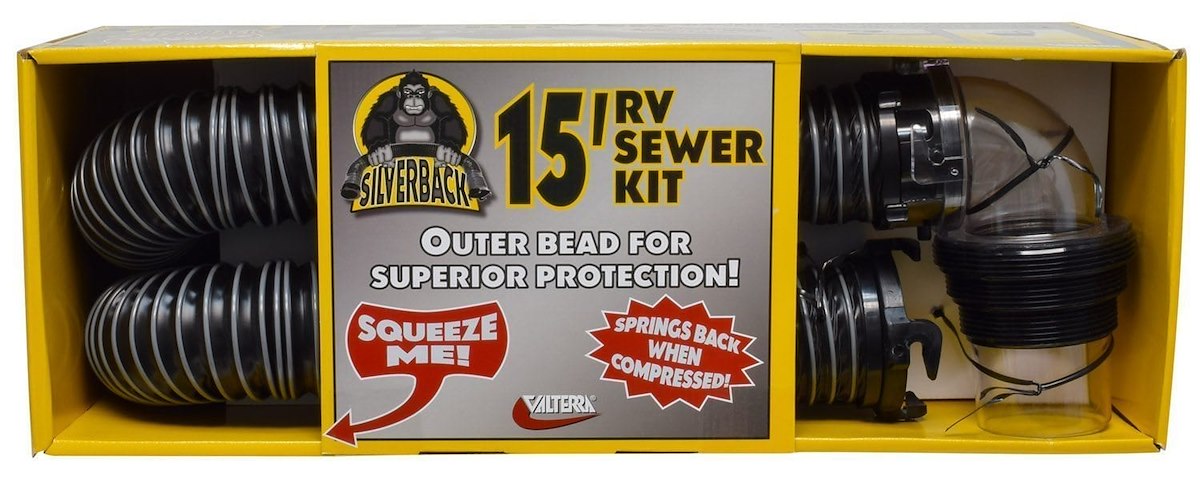 Valterra Sewer Hose, 15 ft Extended Length, 53 in Compressed Length, 3 in Diameter - D04-0650