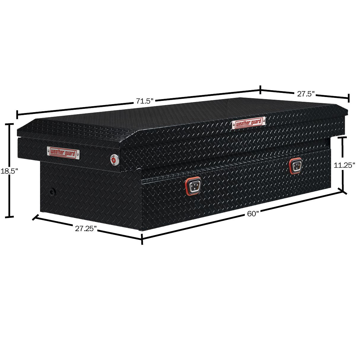 Weather Guard Tool Box, Gloss Black, Aluminum, 27-1/2 in Length x 72 in Width x 18-1/2 in Height - 117-5-04